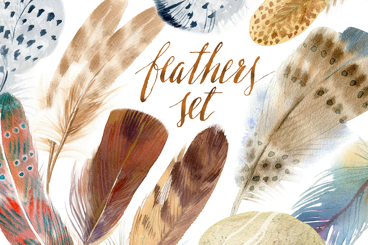 Watercolor vibrant feathers, a Background Graphic by Natasha Koltsova (Photo 1 of 2)