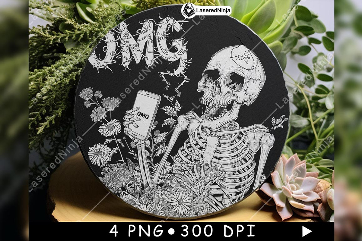 Skeleton Looking on Cellphone Flower, a Background Graphic by LaseredNinja (Photo 5 of 7)