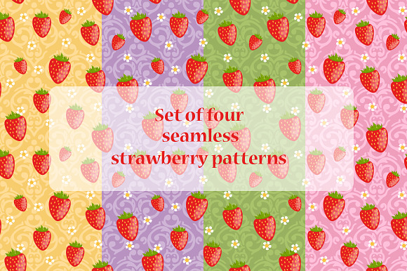Set Of 4 Strawberry Patterns