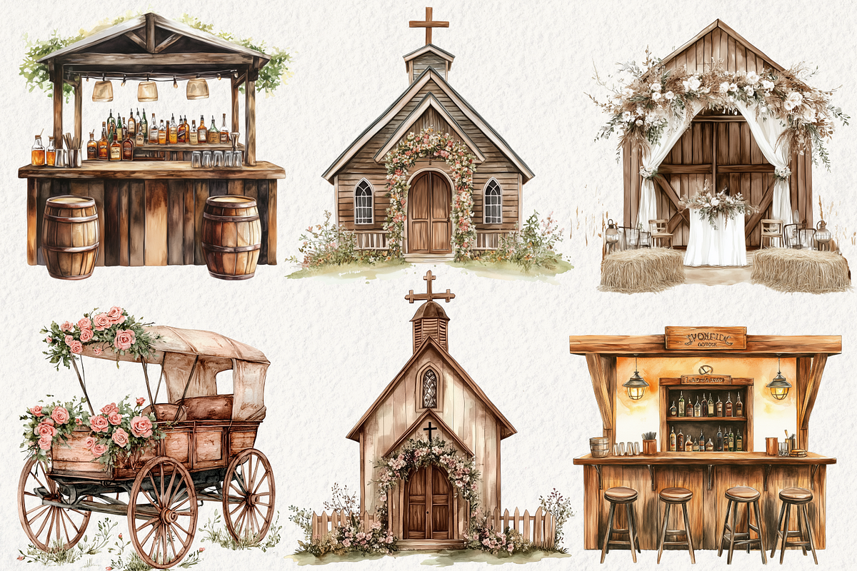 Western Boho Wedding Clipart, an Illustration by NadiaTheronArt (Photo 3 of 5)