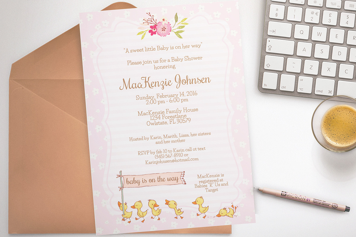 Duck Baby Shower invitation, an Invitation Template by ThePaperOwl (Photo 2 of 3)