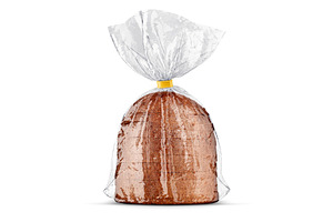 Bread bag packaging with bread