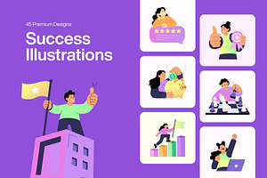 45 Success Flat Illustrations, a Person Illustration by Prosymbols