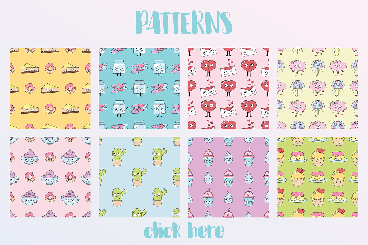 Kawaii (patterns, elements), a Decorative Illustration by My Sweet Dreams (Photo 2 of 4)