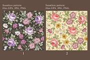 Set Seamless Flowers Roses Chamomile, a Pattern Graphic by Vintage (Thumbnail 2 of 14)