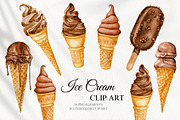 Watercolor Ice Cream set, a Food Illustration by CrystalinaShop (Thumbnail 2 of 5)