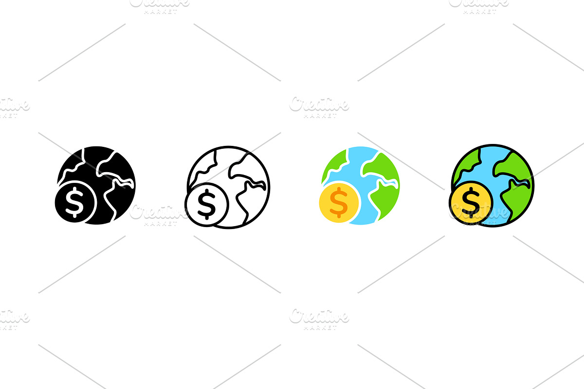 Icon of global money exchange with, a Finance Illustration by skripnikbb