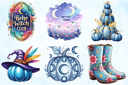 Blue Boho Halloween Sublimation PNG, an Illustration by Craft Nest (Thumbnail 5 of 9)