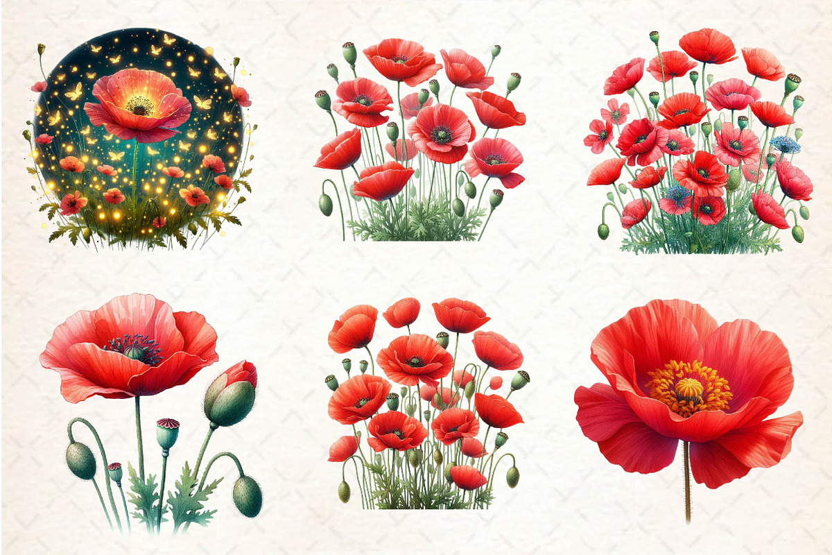 Corn Poppy Flower Bloom Clipart, an Illustration by Dream Creation (Photo 3 of 6)