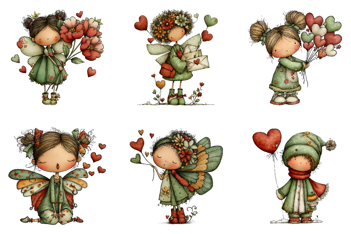 Whimsical Valentin Fairy Clipart, an Illustration by CreationArt (Photo 3 of 6)