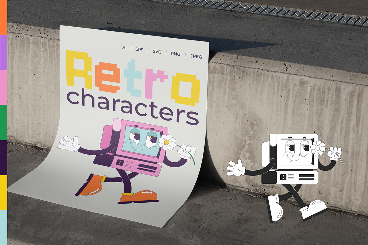 Retro Groovy Tech Characters Pack, a Decorative Illustration by IMG Visuals (Photo 7 of 8)