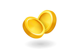 3D golden coins isolated on white, an Object Illustration by GraphiShop