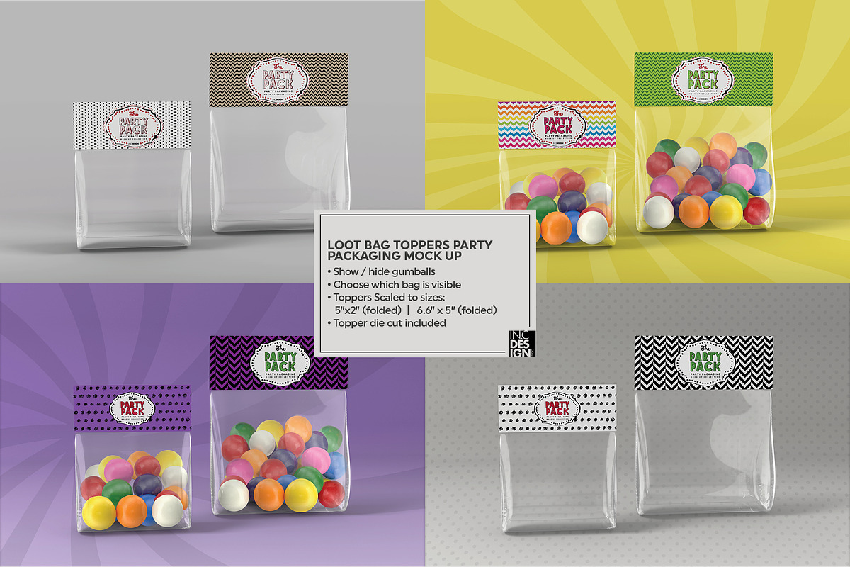 Loot Bag Topper Packaging Mockup, a Packaging Mockup by INCDesign (Photo 2 of 6)