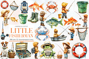 Little Fisherman Watercolor Clipart, an Illustration by Designworld (Thumbnail 1 of 5)