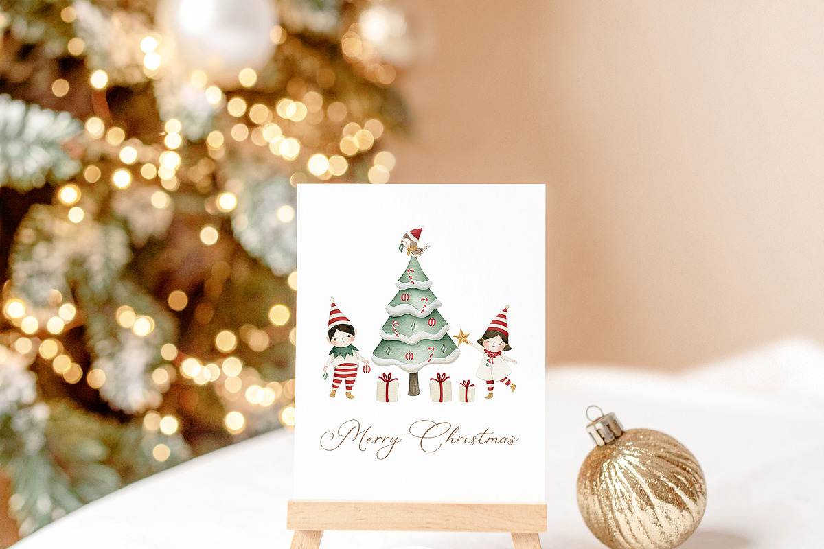 Watercolor Whimsical Christmas Set, a Decorative Illustration by Carol Lozove (Photo 14 of 44)