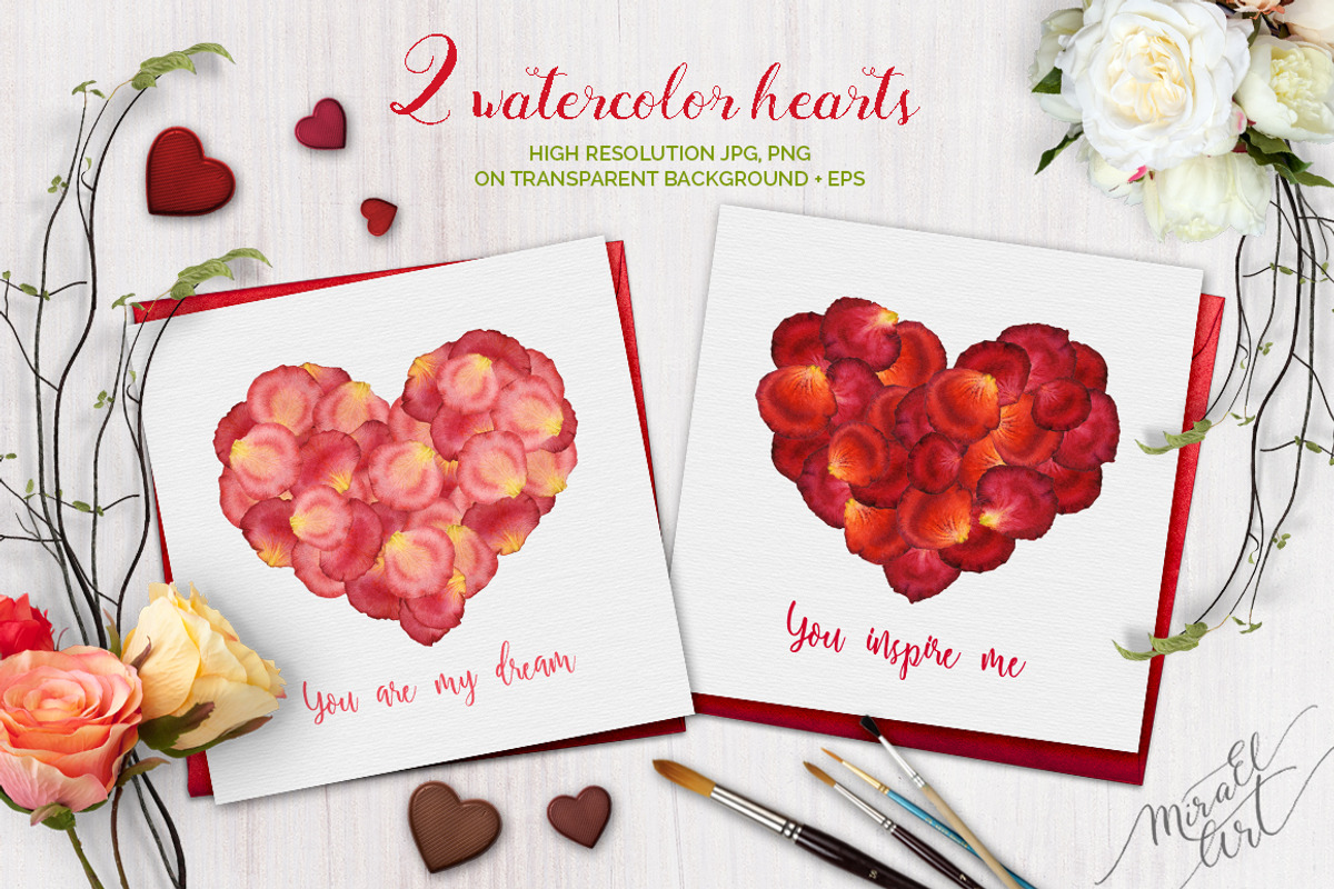 Floral watercolor rose petals, an Illustration by MiraEl Art (Photo 5 of 8)