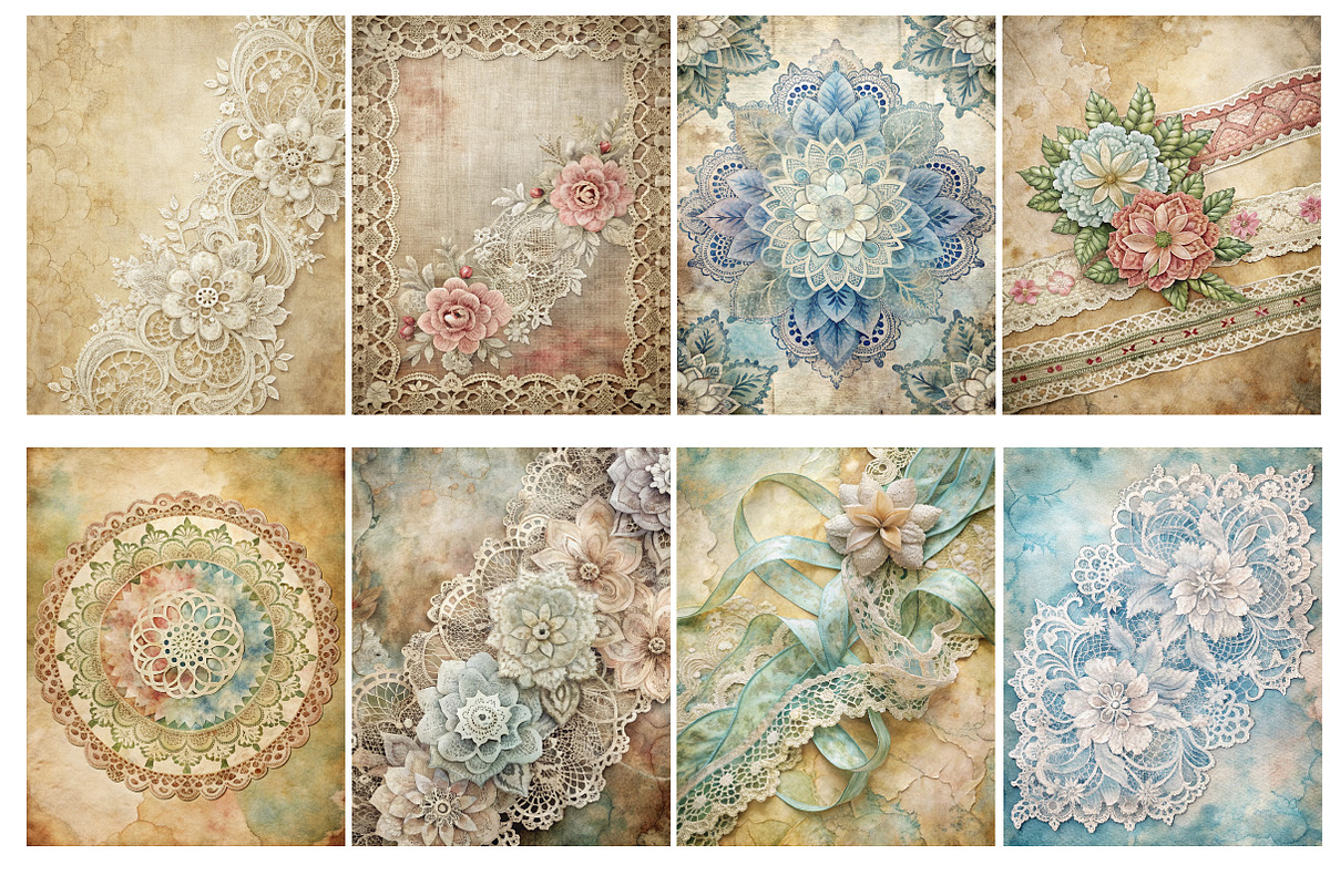 Vintage Lace Junk Journal Pages, a Background Graphic by Wow Magic