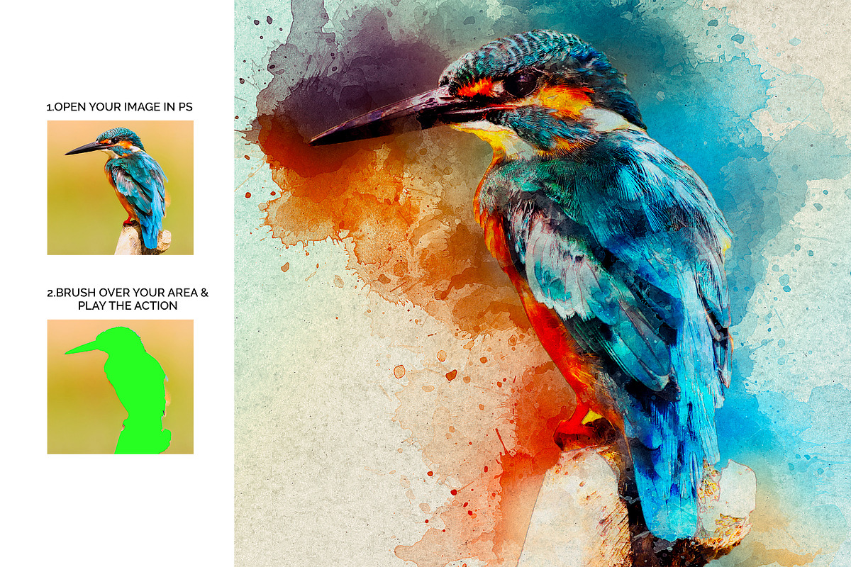 Artistic Watercolor Photoshop action, an Action Add-On by Design Forest (Photo 6 of 9)
