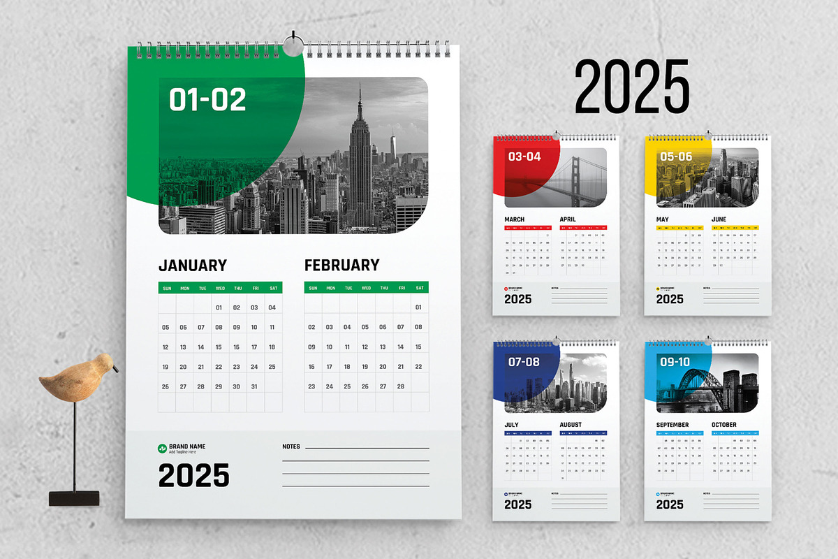 Modern 2025 Wall Calendar Design, a Stationery Template by MightyDesign (Photo 2 of 8)