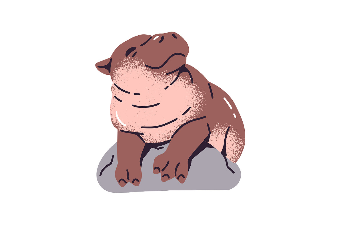 Cute hippos set + seamless patterns, an Animal Illustration by PaperTrident (Photo 8 of 14)