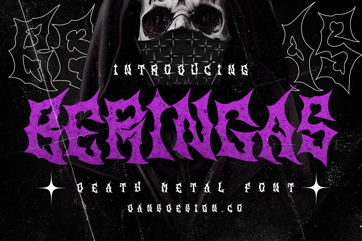 BERINGAS Modern Metal Horror Font, a Blackletter Font by dansdesign (Photo 1 of 8)