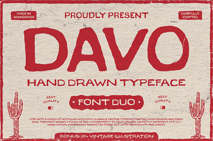 DAVO - HAND DRAWN TYPEFACE, a Handwritten Font by AROKA