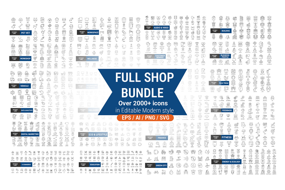 Ultimate bundle Icon set – 2,000+, an Outline Icon by Icons (Photo 1 of 9)