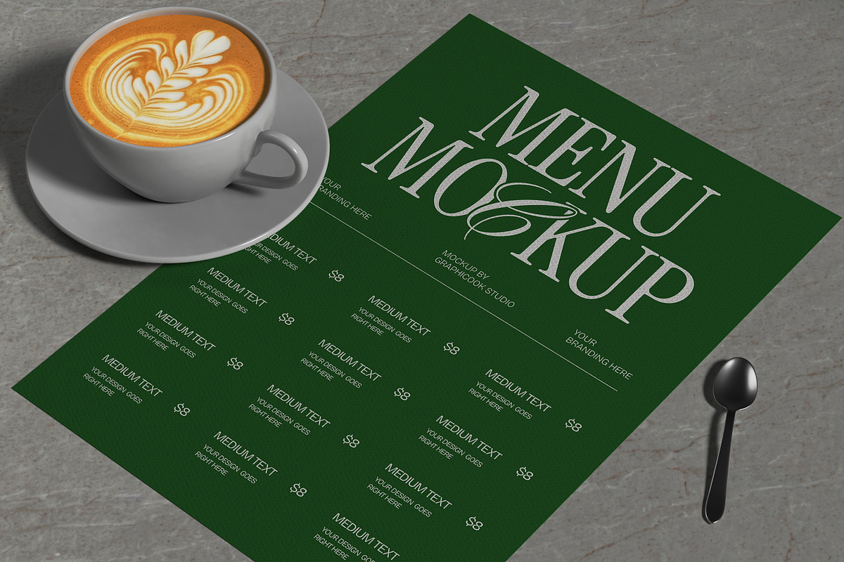Food Menu Mockup, a Product Mockup by graphicook (Photo 3 of 4)
