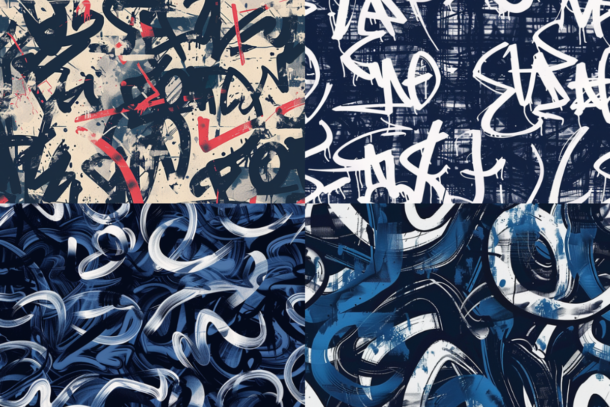 Navy Graffiti Seamless Patterns