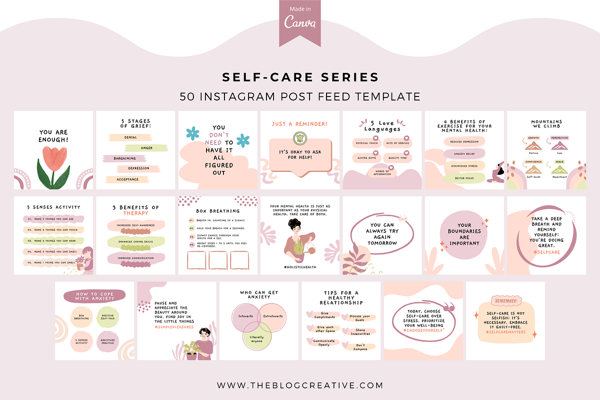 Self-Care Series Canva Instagram, a Social Media Template by The Blog Creative (Photo 2 of 6)