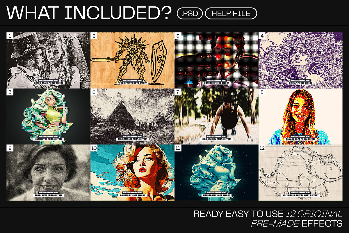 12 Photo Effect Templates, a Layer Style Add-On by iDoodle Studio (Photo 2 of 6)