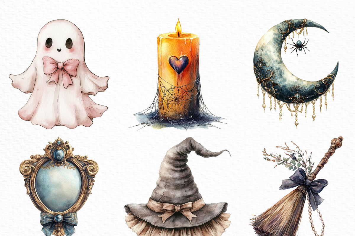 Watercolor Sepia Coquette Halloween, an Illustration by Craft Nest (Photo 4 of 6)