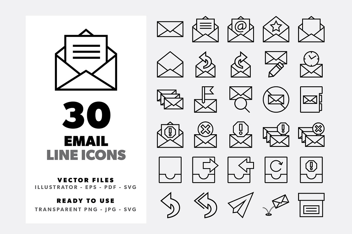 Email Line Icon Set, an Icon by doghead
