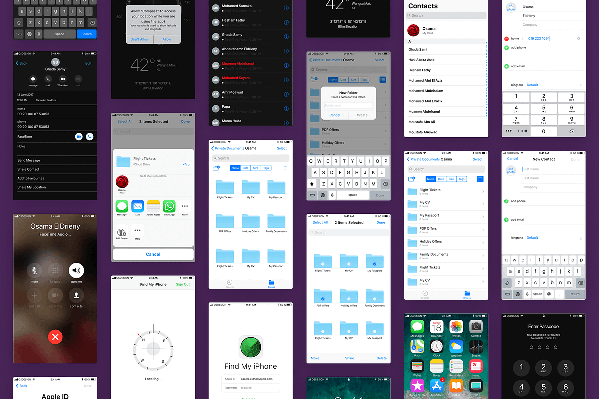 iOS11 GUI KIT Illustrator Sketch XD, an UI Kit Template by Ui Markets (Photo 13 of 21)