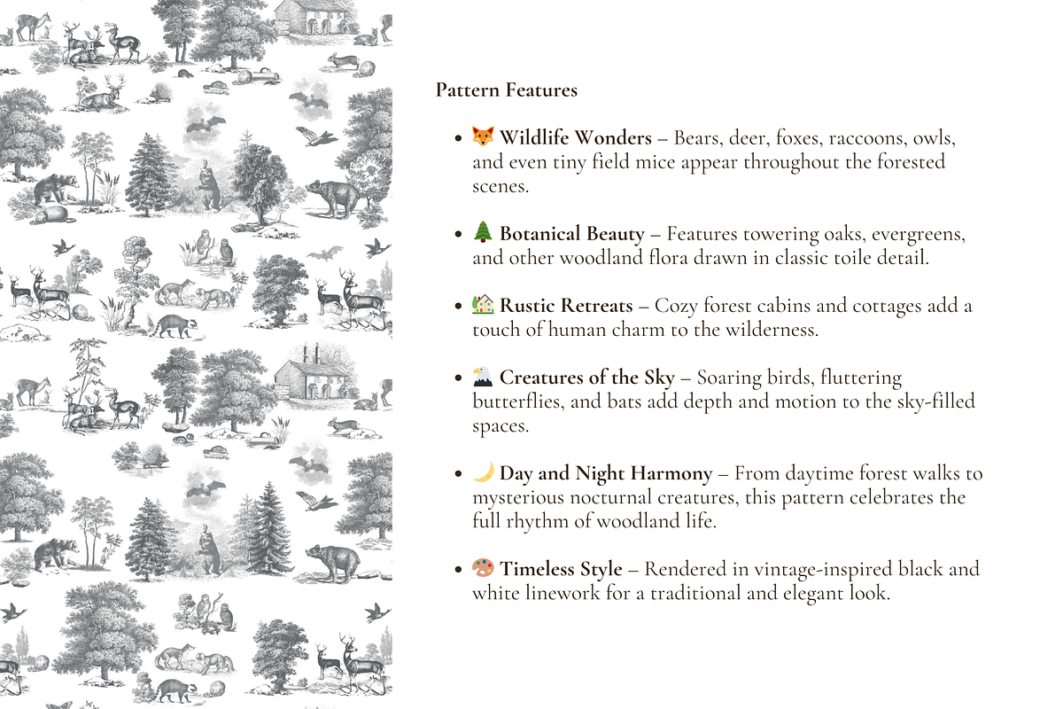 Woodland Toile de Jouy Pattern, a Pattern Graphic by Hughes Studio (Photo 4 of 7)