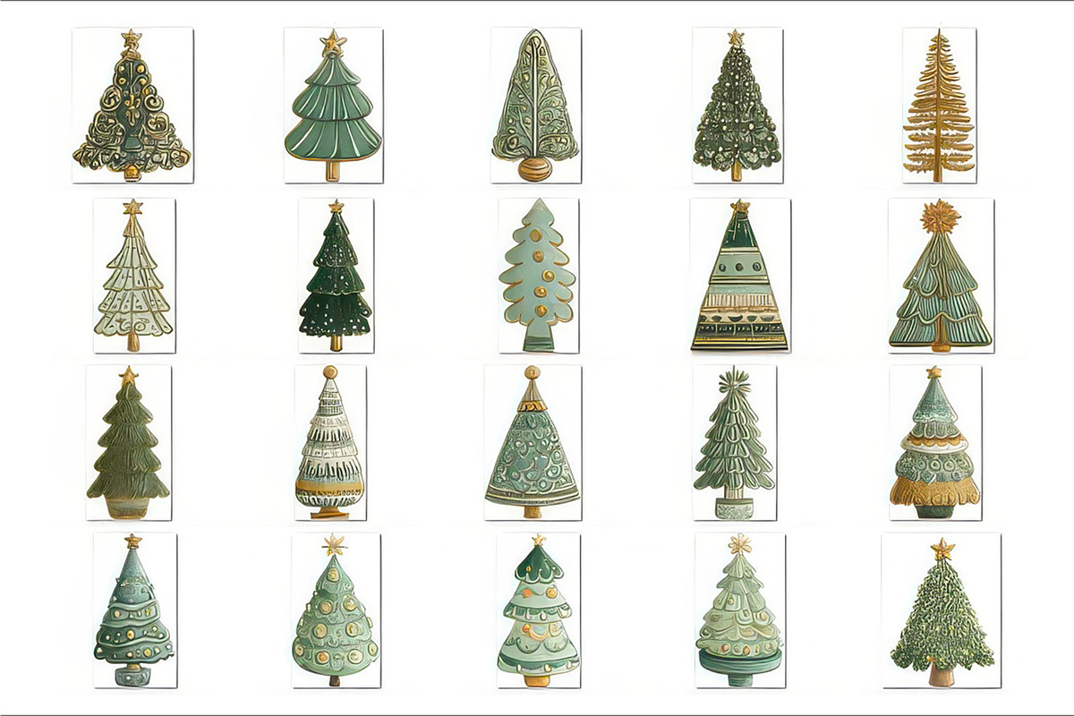 Whimsical Christmas Tree Clipart V.2, a Seasonal Illustration by V Design Creator (Photo 3 of 10)