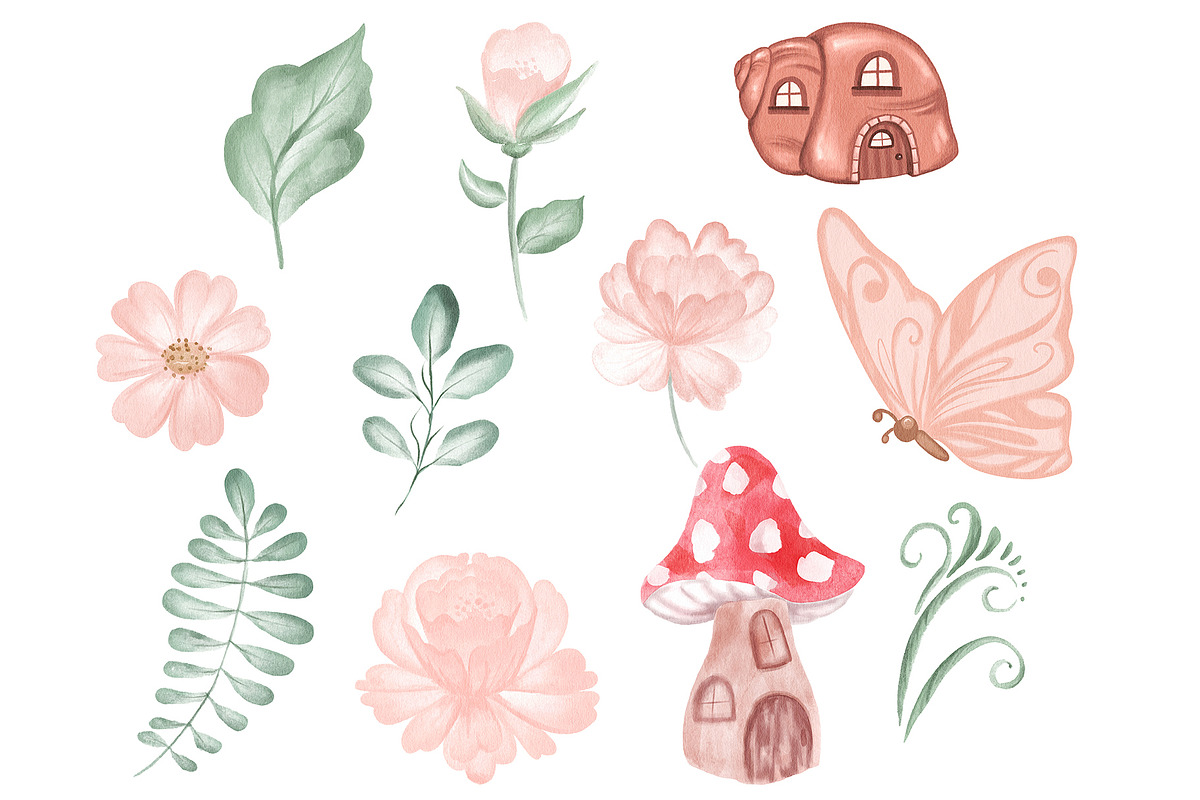 Magical Fairy Garden Clipart Set, an Education Illustration by HabitusDesigns (Photo 5 of 6)