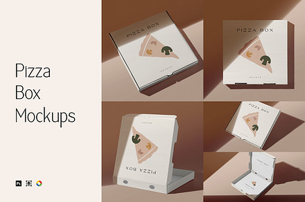 Cardboard Pizza Box Mockups