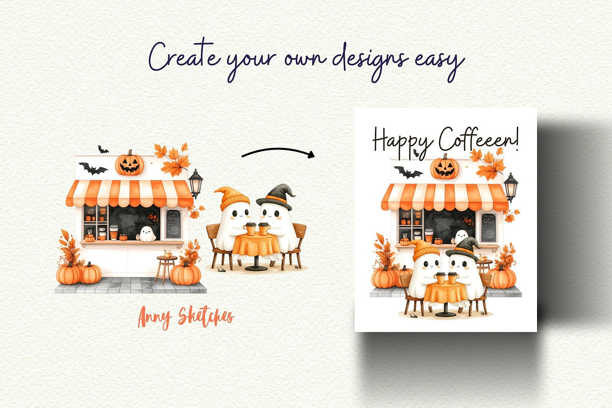 Cute Ghost Cafe, a Seasonal Illustration by Anna Design Studio (Photo 10 of 13)