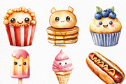 Cute Cartoon Food Clipart, an Illustration by Craft Nest (Thumbnail 2 of 6)