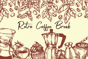 Coffee. Retro collection, a Food Illustration by made by Tanya