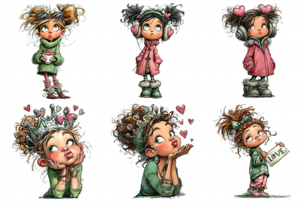 Valentine Holiday Girl Clipart, an Illustration by Daily.Designs (Photo 3 of 5)