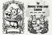 Mouse Wine and Cheese Graphics, a Decorative Illustration by DENIDigitalArtSudio (Thumbnail 1 of 5)
