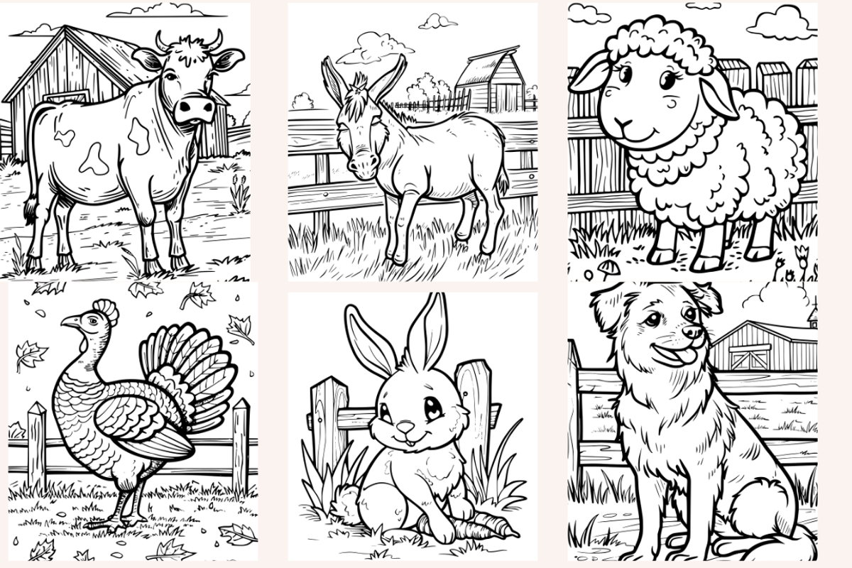 Farmyard Animals Coloring Pages, an Animal Illustration by PrintHaven Designs (Photo 8 of 9)