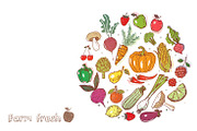 Fruits and vegetables doodles, a Food Illustration by Elina_Li (Thumbnail 1 of 20)