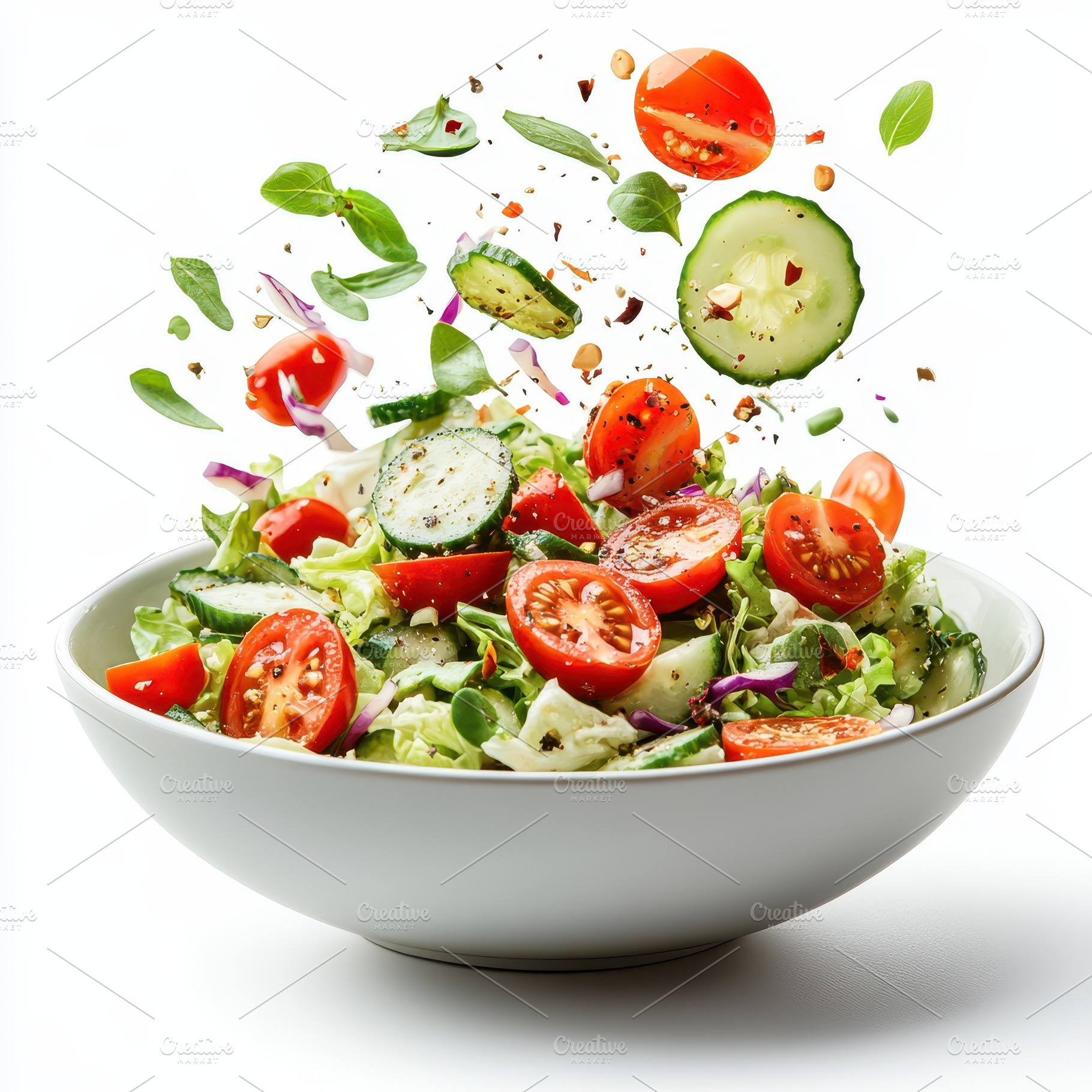 Fresh vegetable salad in a bowl ingr, a Food & Drink Photo by Pixeness Studio