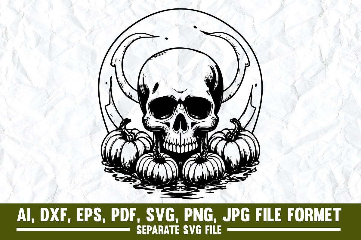 Halloween Crystal Skull Floating SVG, a Graphic by VectorArtPrintableDesign (Photo 2 of 2)