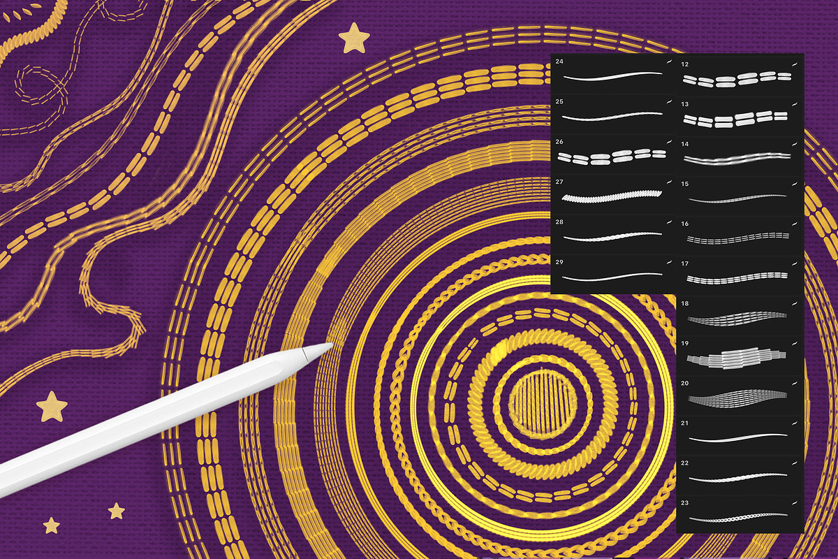 PROCREATE MAGIC STITCHES & PATTERNS, a Brush Add-On by AlexandraArt (Photo 4 of 15)