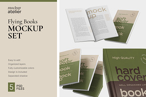 Flying Books Mockup Set