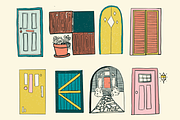 9 Cute Vector Door Illustrations, a Decorative Illustration by Charmellow (Thumbnail 2 of 4)